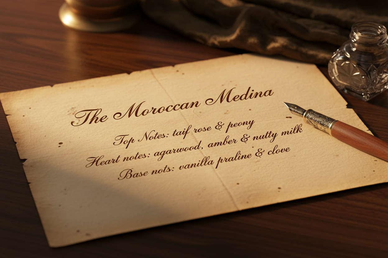 The Moroccan Medina scent profile on vellum paper